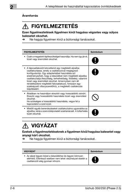 Konica Minolta Bizhub 250 Felhasználói kézikönyv - GRAPHAX.HU ...