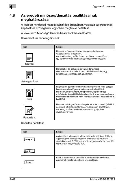 Konica Minolta Bizhub 222 Felhasználói kézikönyv - GRAPHAX.HU ...