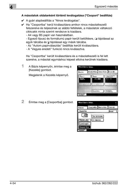 Konica Minolta Bizhub 222 Felhasználói kézikönyv - GRAPHAX.HU ...