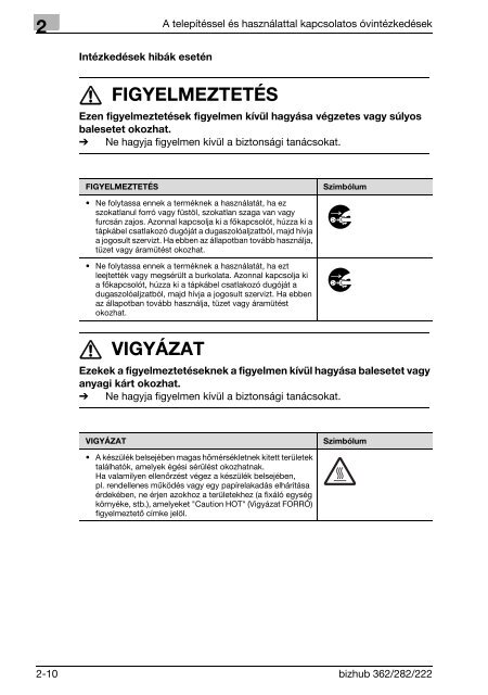 Konica Minolta Bizhub 222 Felhasználói kézikönyv - GRAPHAX.HU ...