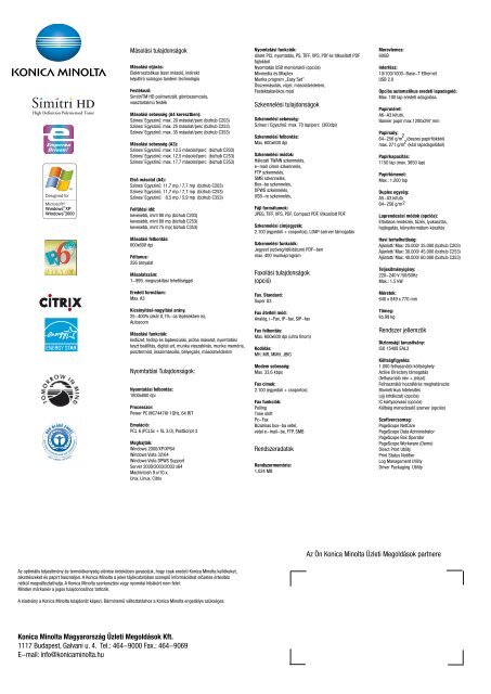 KONICA MINOLTA bizhub C203 letölthető prospektus