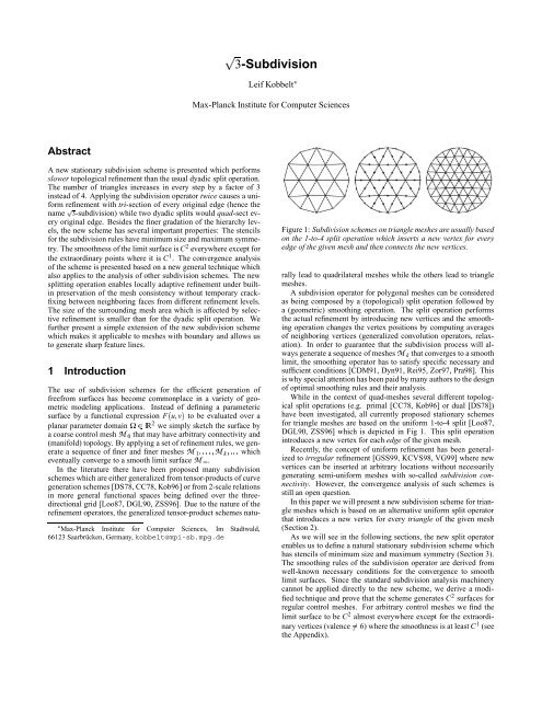 sqrt(3) subdivision - Computer Graphics Group at RWTH Aachen