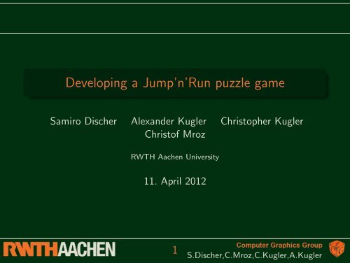Slides - Computer Graphics and Multimedia - RWTH Aachen ...