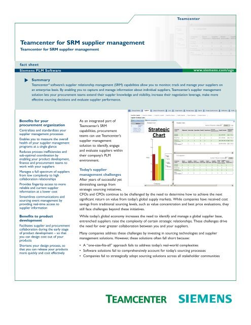 Teamcenter for SRM supplier management