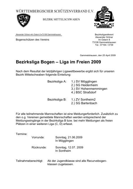Liga im Freien 2009 - Bogensportclub Straßdorf e.V.