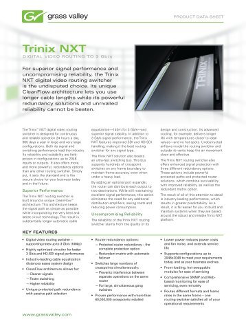 Trinix NXT Digital Video Routing to 3 Gb/s - Grass Valley