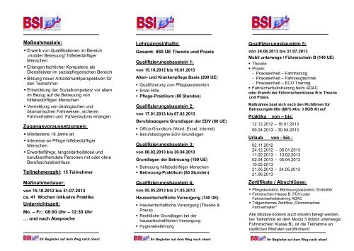 Qualifizierung Zum Zur Mobilen Service Betreuungsassistent In In