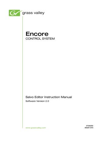 Encore Salvo Editor Instruction Manual, v2.0 - Grass Valley