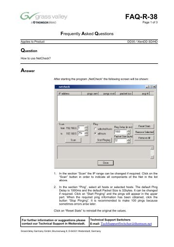 How to use NetCheck - Grass Valley