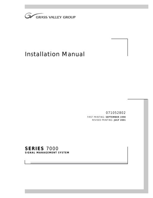 Series 7000 Installation Manual - Grass Valley