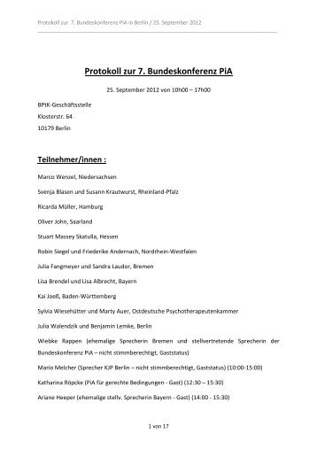 Protokoll 7 Bundeskonferen PiAend - Gratis Webserver