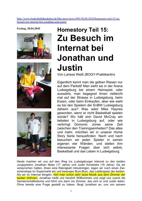 Zu Besuch im Internat bei Jonathan und Justin - Gratis Webserver