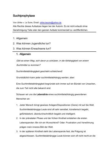 Suchtprophylaxe - Gratis Webserver