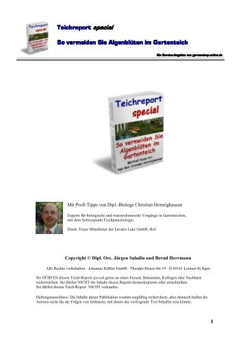 Report Teichreport special algen - Gratis-garten-reporte.de