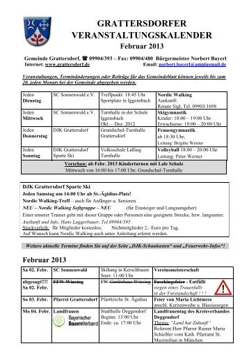 GRATTERSDORFER VEREINSKALENDER