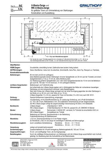 StZ 4.4a U-Basis-Zarge und WE-U-Basis-Zarge - Grauthoff