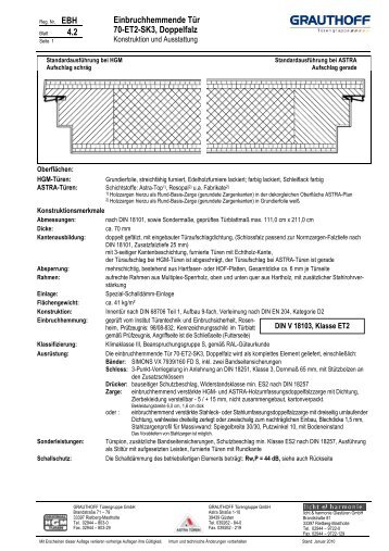 4.2 Einbruchhemmende Tür 70-ET2-SK3, Doppelfalz - Grauthoff
