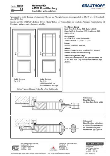 8.3 Wohnraumtür ASTRA Modell Bernburg - Grauthoff