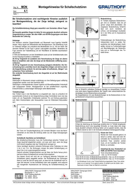 4.1 Montagehinweise für Schallschutztüren - Grauthoff