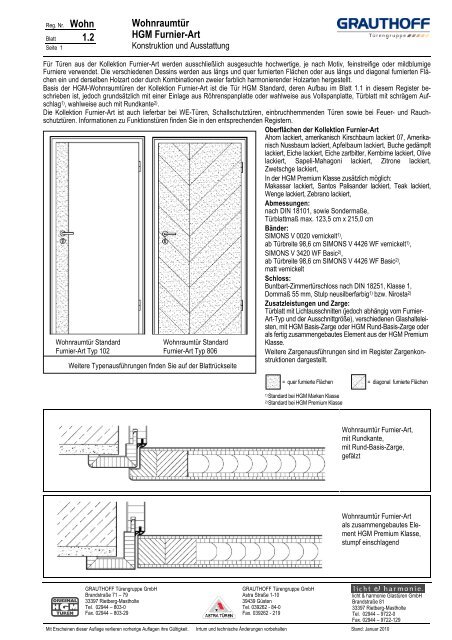 1.2 Wohnraumtür HGM Furnier-Art - Grauthoff