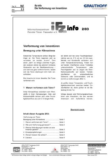 StZ 2.3 ifz-info Die Verformung von Innentüren - Grauthoff