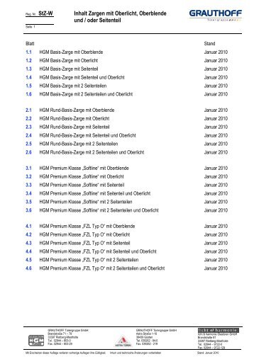 Inhalt Zargen mit Oberlicht, Oberblende und / oder ... - Grauthoff