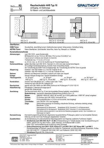 RD 1.2 Rauchschutztür AHS Typ 10 - Grauthoff