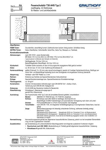 FH 3.2 Feuerschutztür T30 AHS Typ 2 - Grauthoff