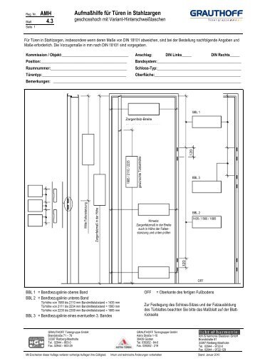 4.3 Aufmaßhilfe für Türen in Stahlzargen - Grauthoff