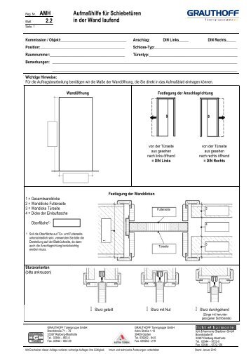 2.2 Aufmaßhilfe für Schiebetüren in der Wand laufend - Grauthoff