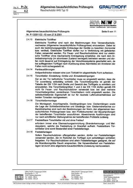 4.2 Allgemeines bauaufsichtliches Prüfzeugnis - Grauthoff