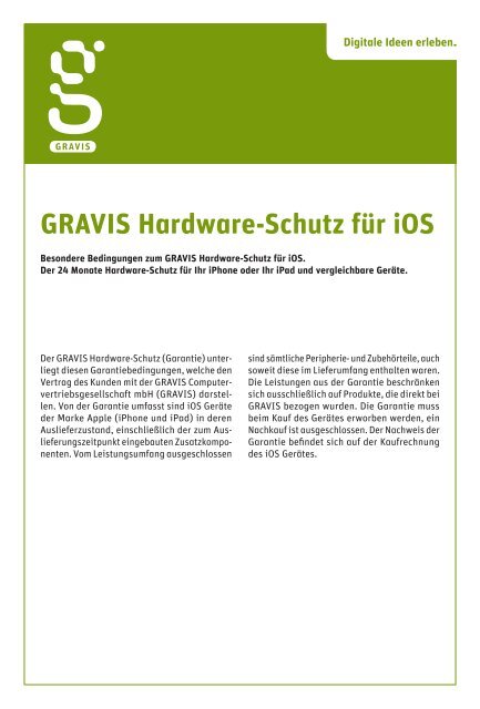 Garantie/Versicherungsbedingungen zum Hardware-Schutz - Gravis