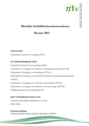 Richtlijn Schildklierfunctiestoornissen Revisie 2012