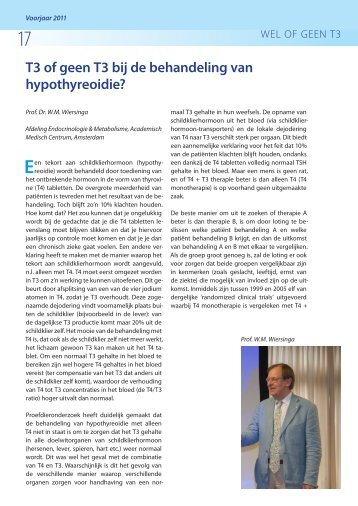 T3 of geen T3 bij de behandeling van hypothyreoidie?