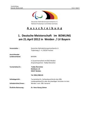 A usschreibung 1. Deutsche Meisterschaft im BOWLING am 21.april ...