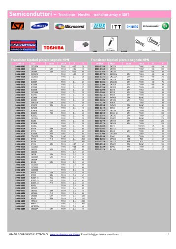 Transistor - Mosfet – transitor array e IGBT - Grazia Componenti ...