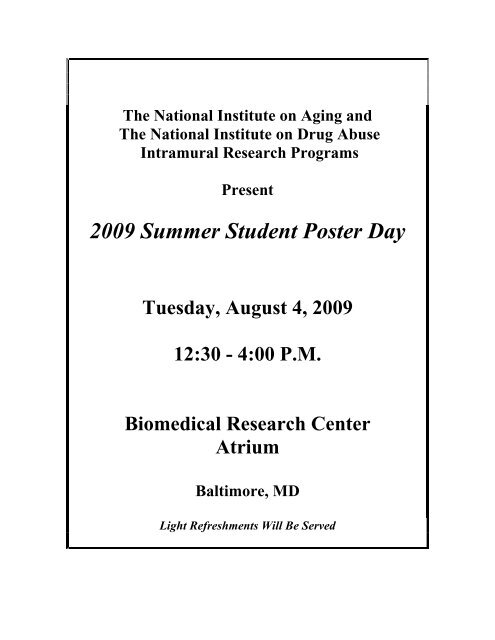 2009 Summer Student Poster Day - National Institute on Aging