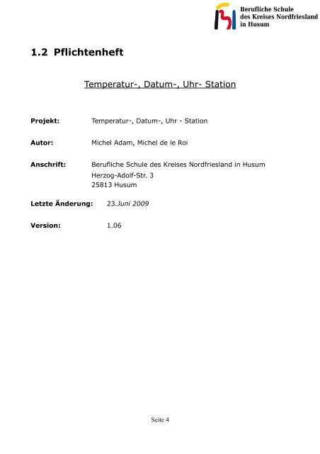 Temperatur-, Datum-, Uhr- Station - Berufliche Schule Husum