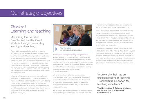 University of Greenwich Strategic Plan 2012-17, 'Making