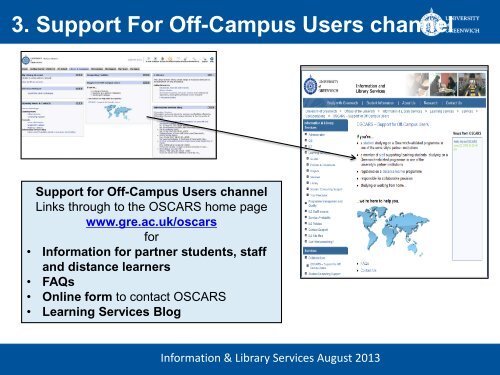 University of Greenwich library resources and services for partner staff