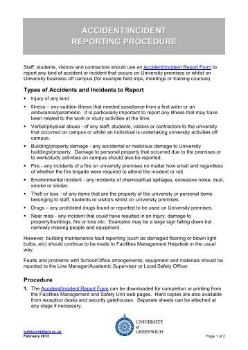 accident incident report form incident report policy