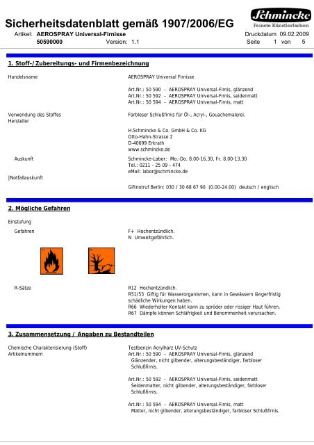 Sicherheitsdatenblatt - Schmincke