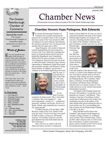 Jan 2008 - Greater Peterborough Chamber of Commerce