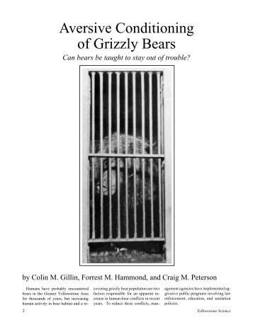 Aversive Conditioning of Grizzly Bears - Greater Yellowstone ...