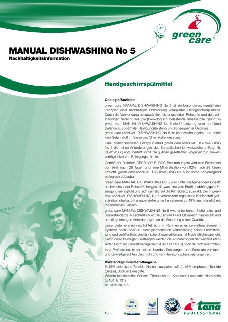 MANUAL DISHWASHING No 5 - Green Care