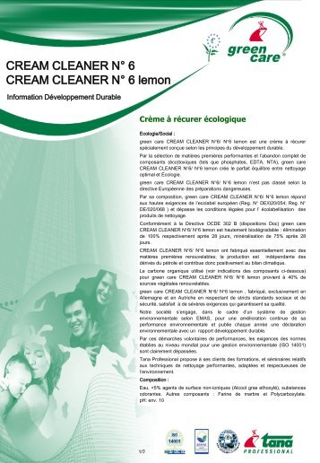 CREAM CLEANER N° 6 CREAM CLEANER N° 6 lemon - Green Care