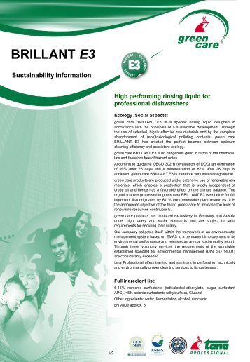 BRILLANT E3 - Green Care