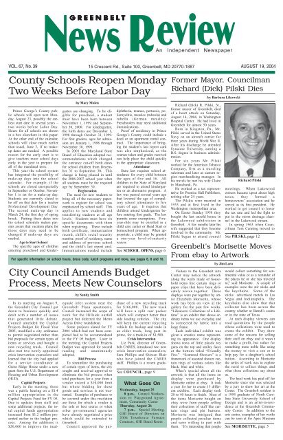 August 19 - Greenbelt News Review