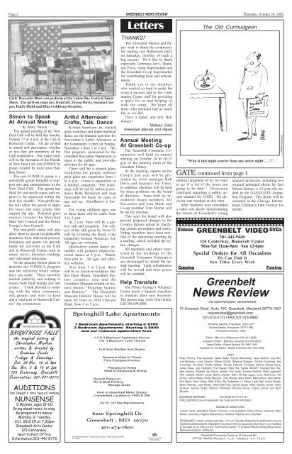 October 24 - Greenbelt News Review