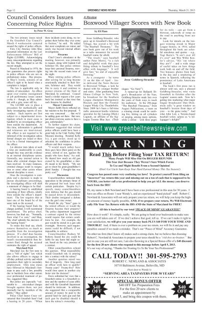 March 21 - Greenbelt News Review